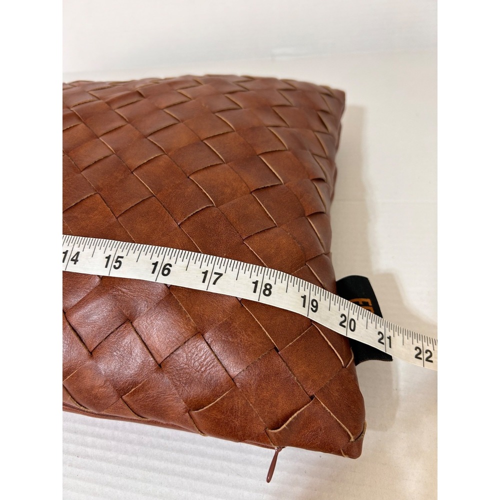 Frye Pillow Woven Brown Faux Leather  14" x 20" Rectangular Lumbar EUC - Picture 4 of 6